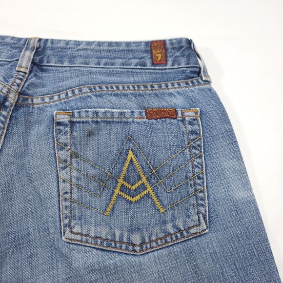 7 For All Mankind A pocket Medium Wash Button Zip Jeans Womens Size 29 Blue - Picture 4 of 9